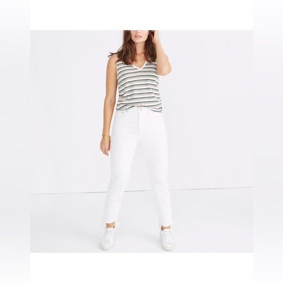Madewell The Perfect Summer Jean in Tile White: Destructed-Hem Edition‎ 30 - Picture 3 of 11